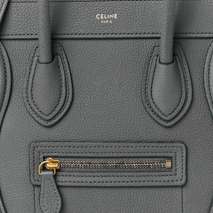 Celine Drummed Calfskin Nano Luggage Kohl 8 of 11