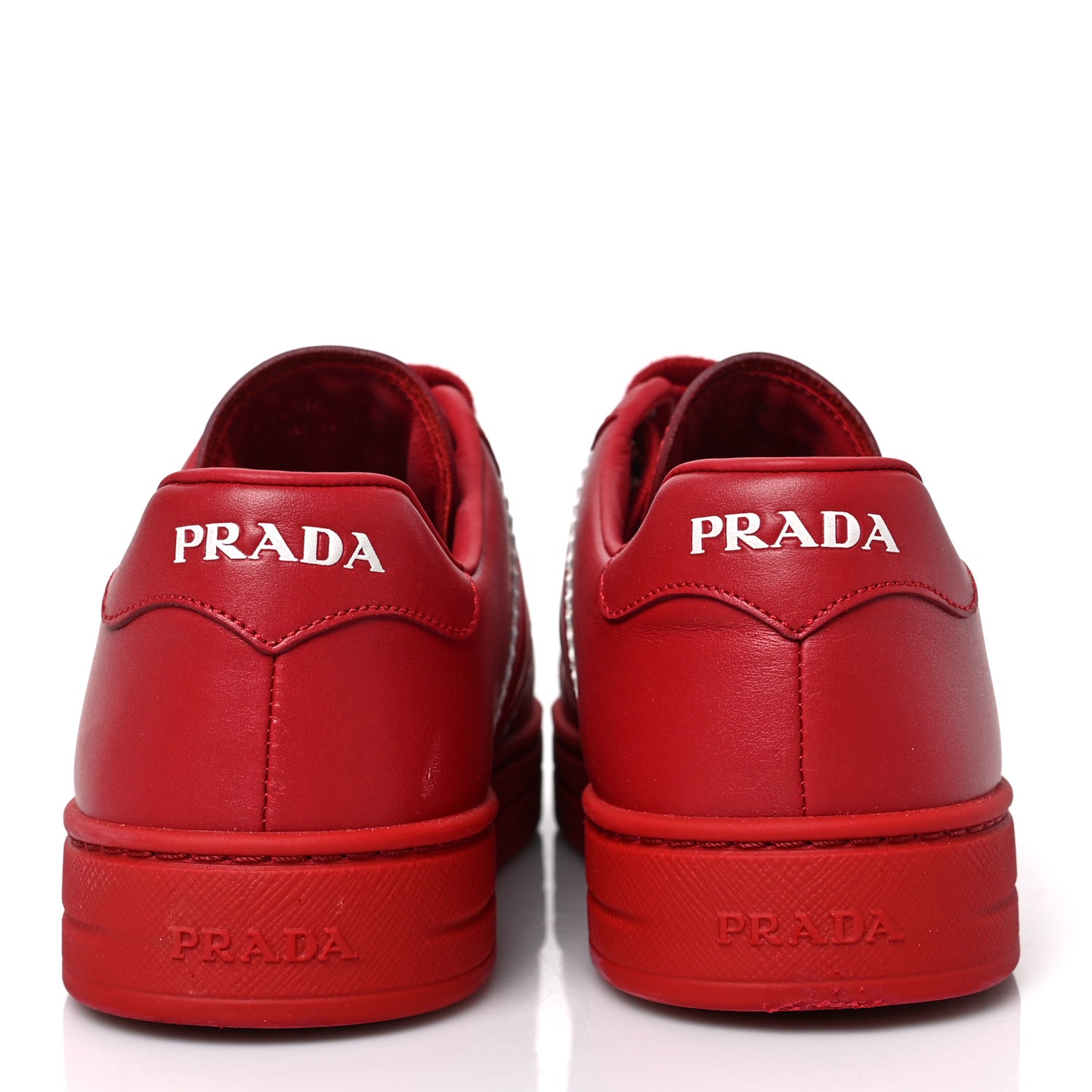 Vitello Soft Triangle Logo Womens Low Top Sneakers 37.5 Rosso White
