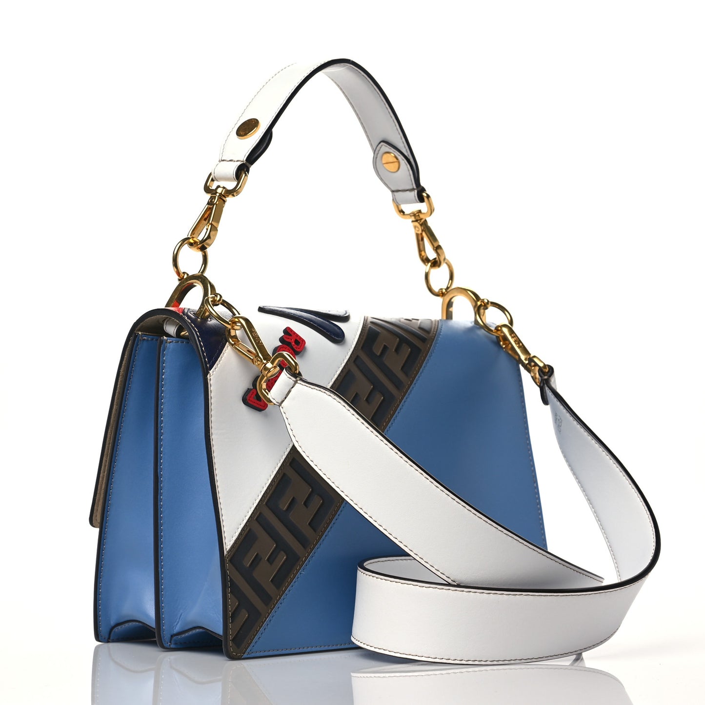 X FILA Vitello Liberty Mania Bi-Color FF 1974 Embossed Kan I Shoulder Bag White Nebula Multicolor