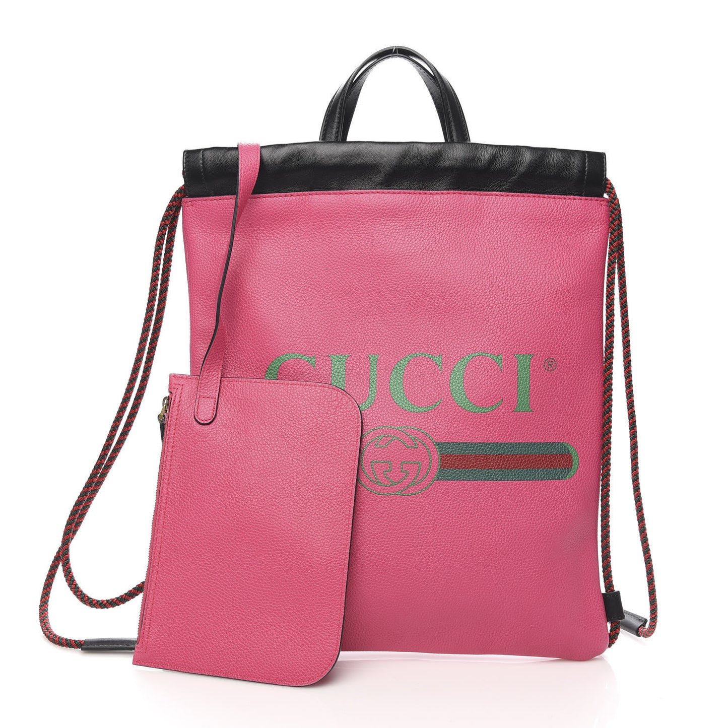 Grained Calfskin Logo Drawstring Backpack Box Pink Green Black