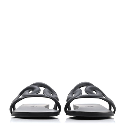 Hermes Rubber Aloha Sandals 38 Black 2 of 4
