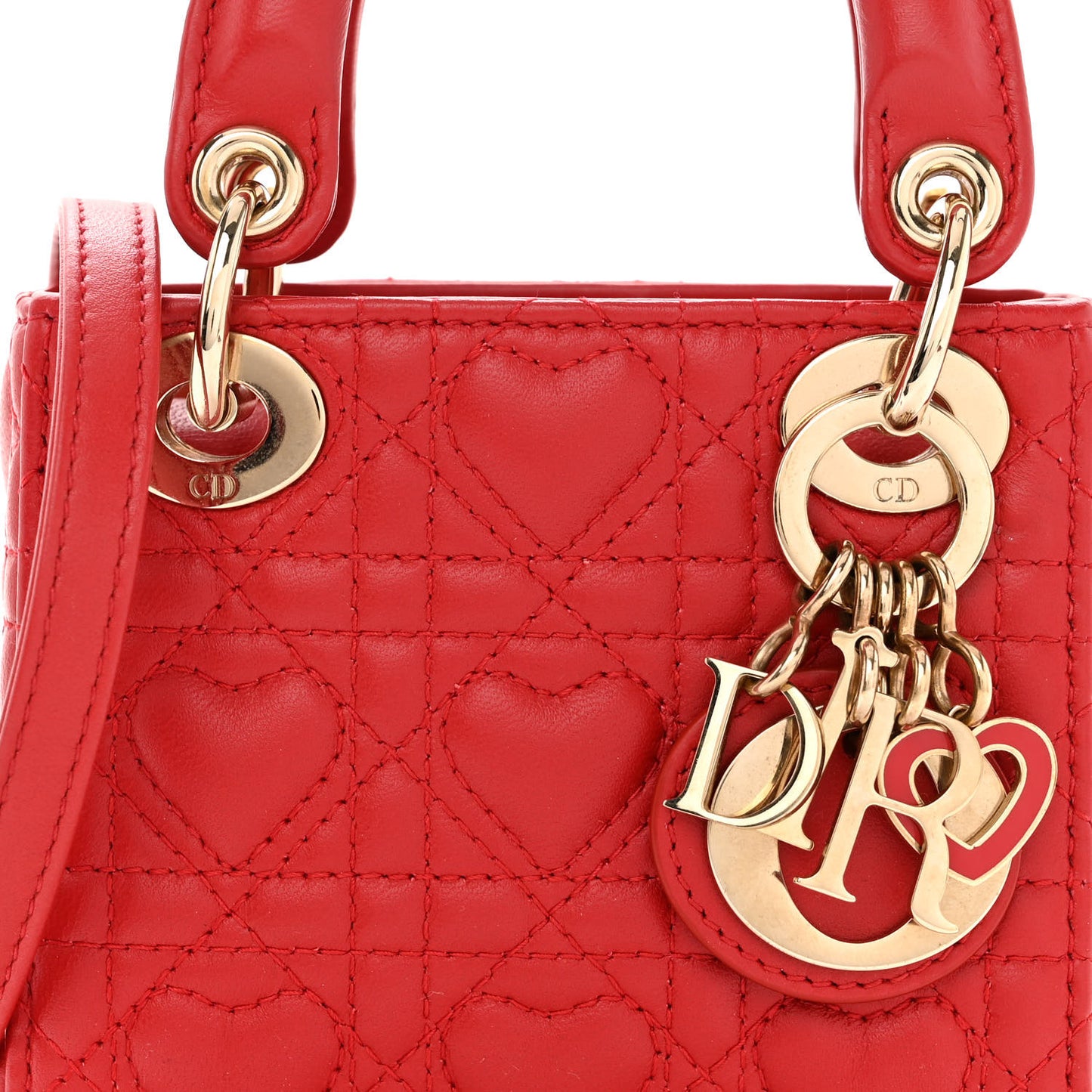 Calfskin Cannage Dioramour Micro Lady Dior Bright Red