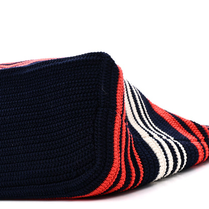 Miu Miu Fabric Crochet Striped Tote Bag Blue Red White 9 of 9
