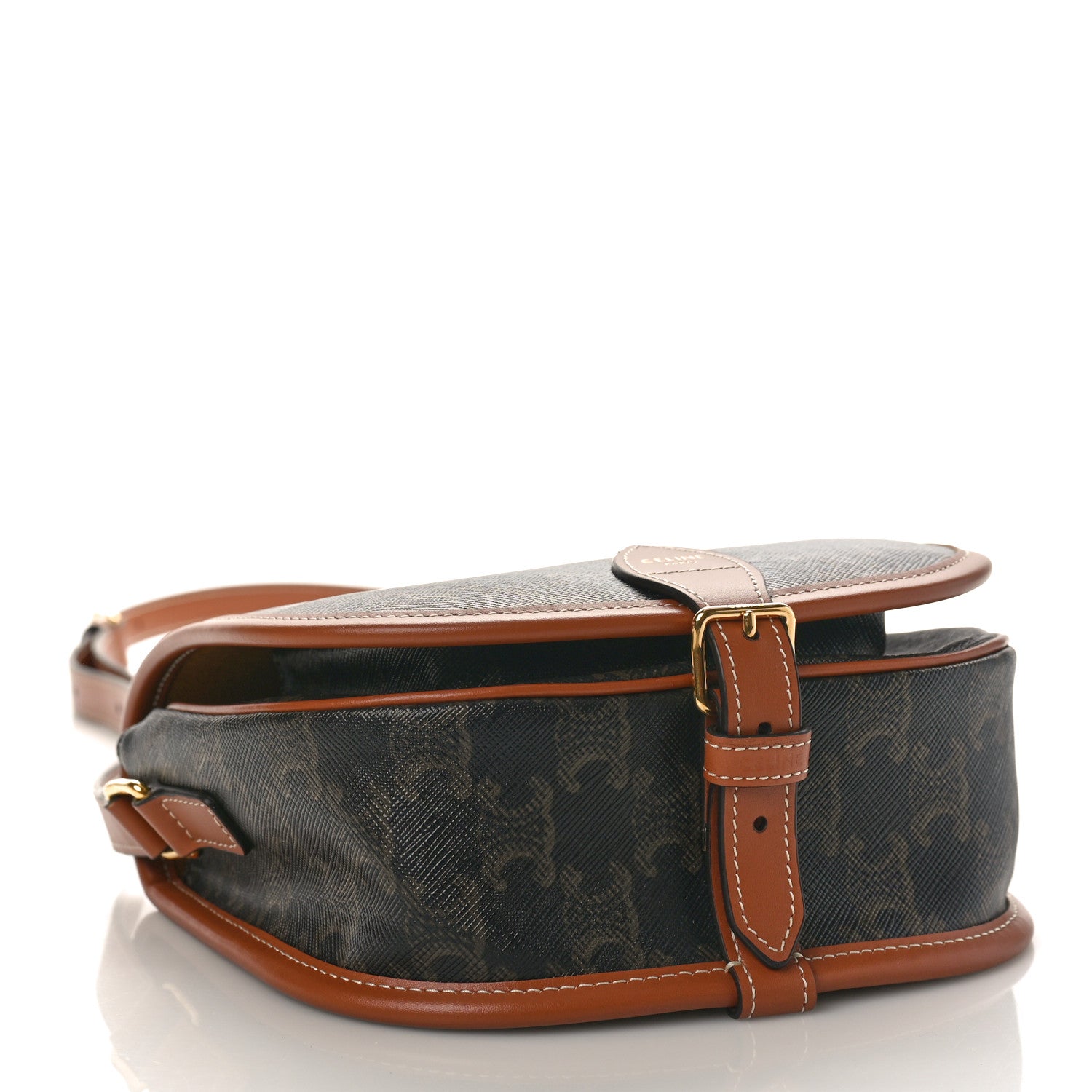 Celine Triomphe Canvas Medium Folco Bag Tan 4 of 7