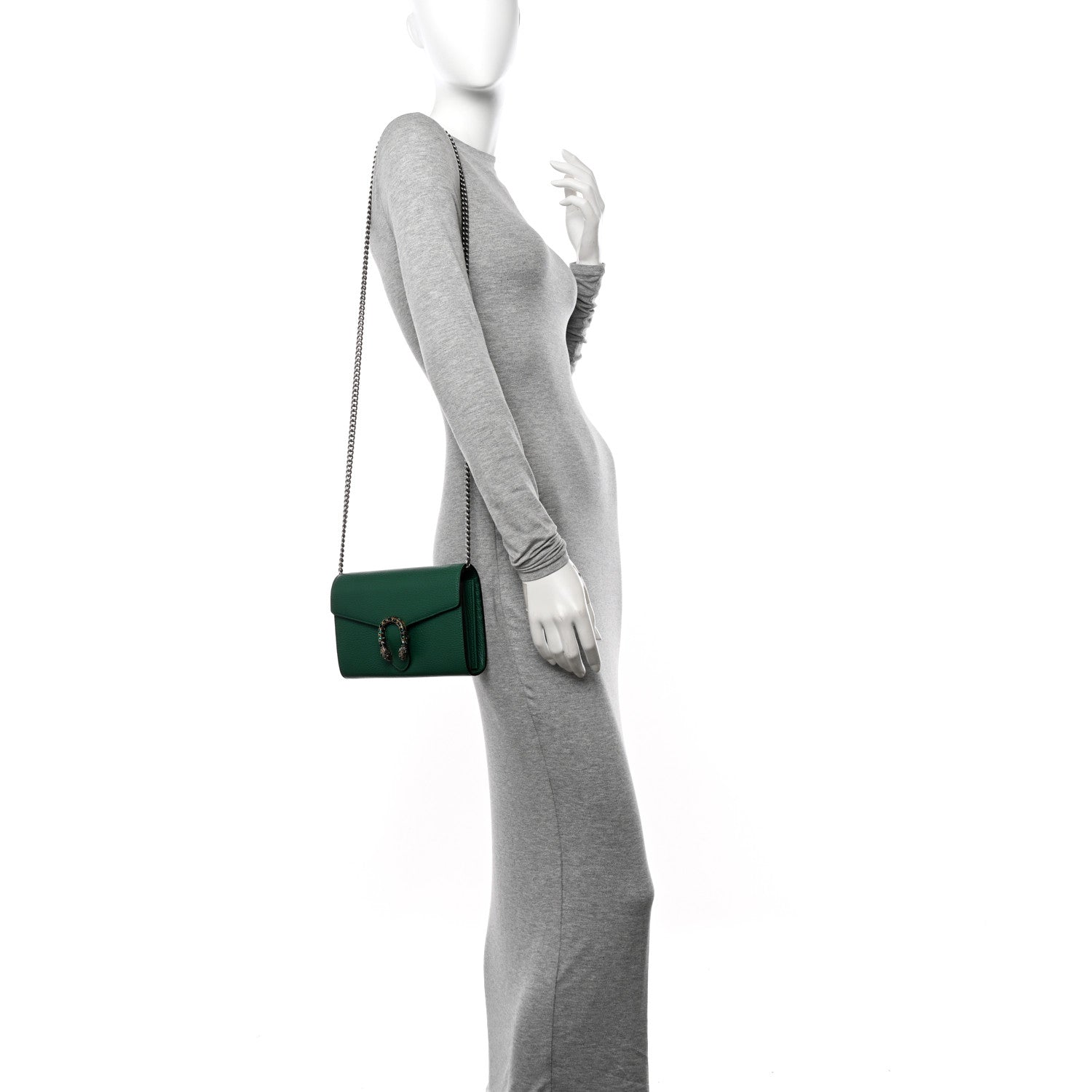 Gucci Calfskin Mini Dionysus Chain Wallet Emerald 2 of 12