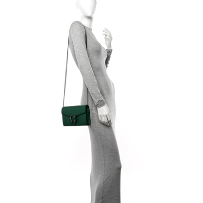 Gucci Calfskin Mini Dionysus Chain Wallet Emerald 2 of 12
