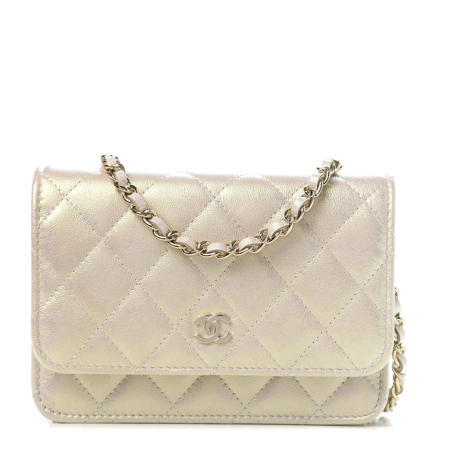Chanel Iridescent Lambskin Quilted Mini Wallet On Chain WOC Ivory 1 of 11
