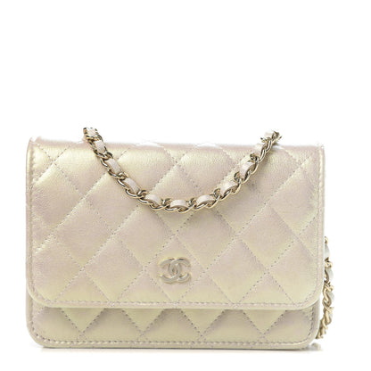 Chanel Iridescent Lambskin Quilted Mini Wallet On Chain WOC Ivory 1 of 11