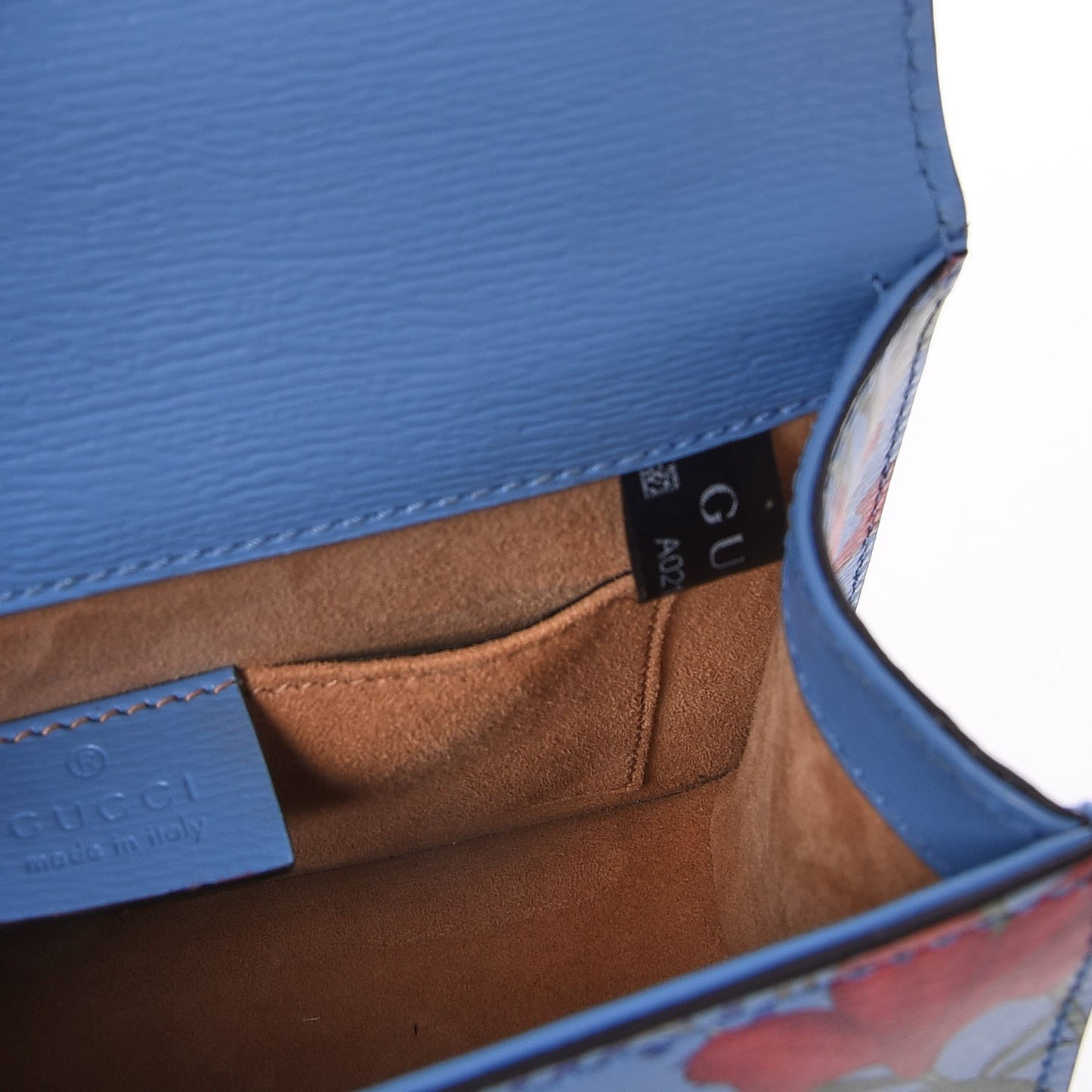 Shangai Calfskin Web New Flora Mini Sylvie Chain Shoulder Bag Azure