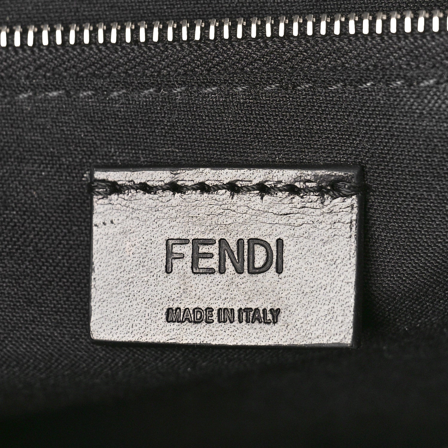 Fendi Vitello Grace Light Micro FF Embossed Medium Flat Baguette Asfalto Black 6 of 8