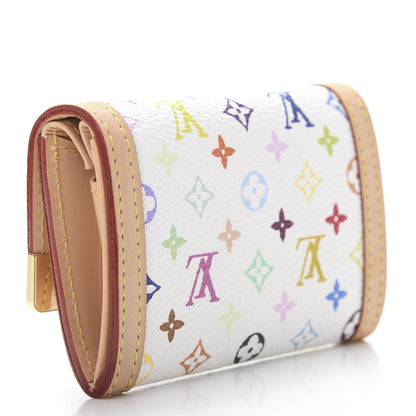Louis Vuitton Monogram Multicolor Porte-Monnaie Plat Coin Purse White 3 of 8