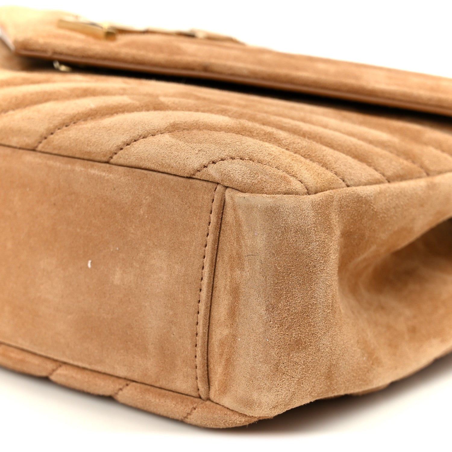 Saint Laurent Suede Matelasse Chevron Monogram Medium College Bag Cinnamon 11 of 11