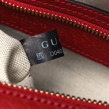 Gucci Textured Dollar Calfskin Web Medium Savoy Duffle Bag Red 7 of 10