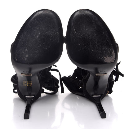 Gucci Suede Fringe Becky High Heel Sandals 38.5 Black 6 of 8
