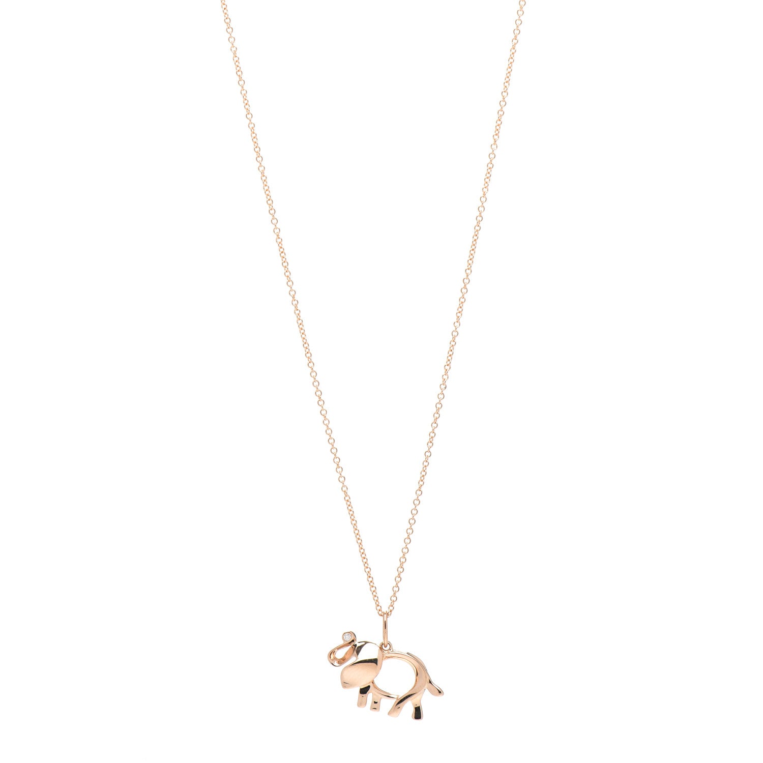 Tiffany 18K Rose Gold Diamond Save The Wild Elephant Pendant Necklace 1 of 5