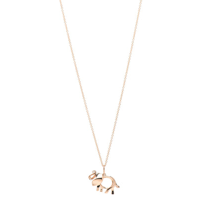 Tiffany 18K Rose Gold Diamond Save The Wild Elephant Pendant Necklace 1 of 5