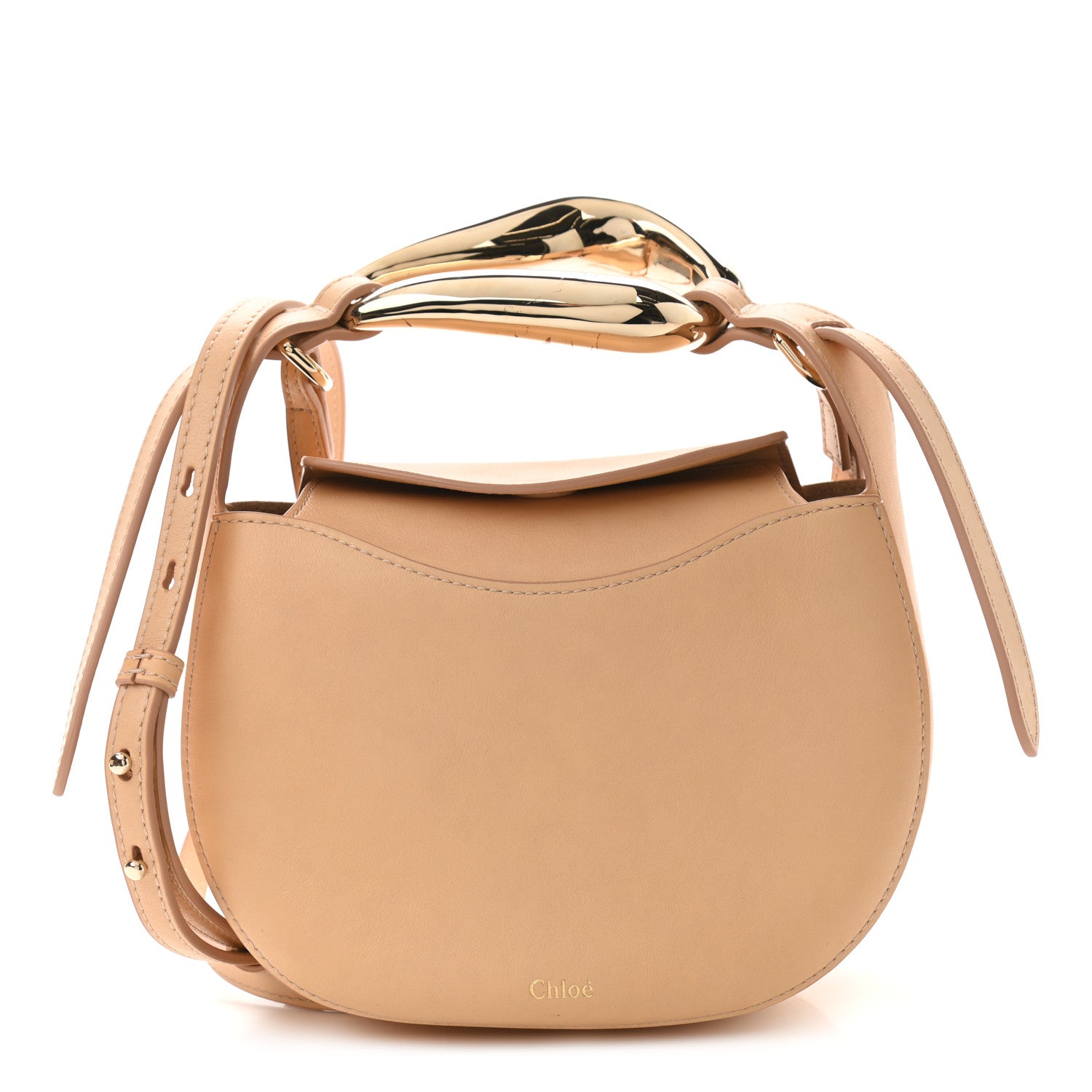 Chloe Small Grain Calfskin Kiss Bag Sandy Beige 1 of 8