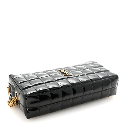 Saint Laurent Patent Calfskin Carre Quilted Cassandre Pouch On Chain Black 4 of 8