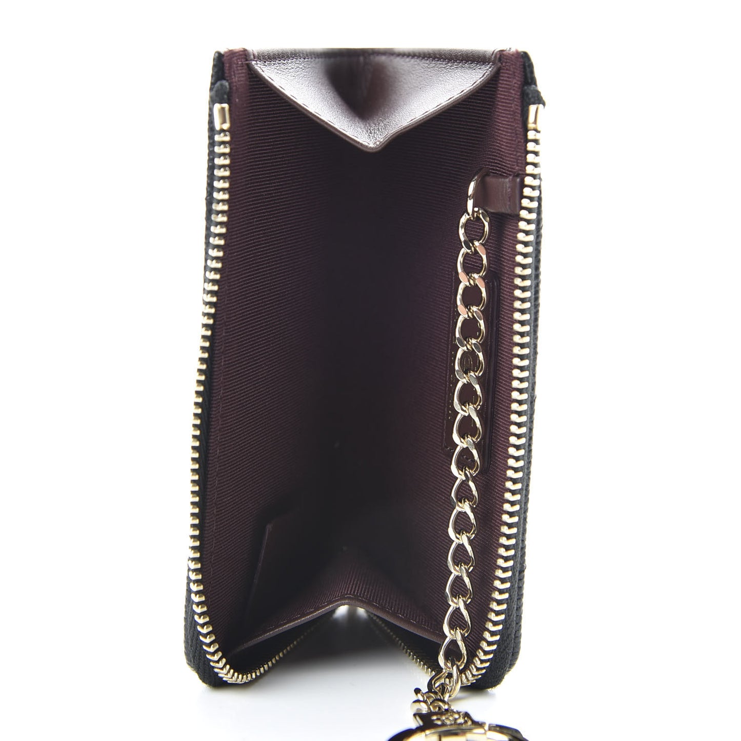 Caviar Quilted Zipped Key Holder Case Black