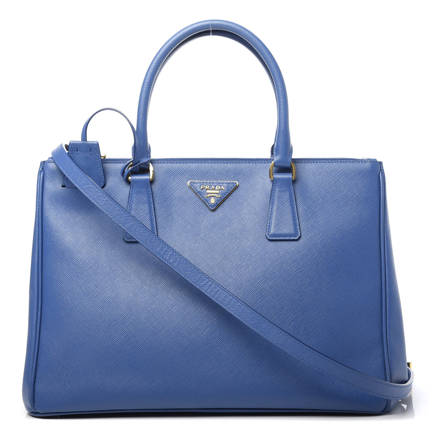 Saffiano Medium Galleria Double Zip Tote Azzurro
