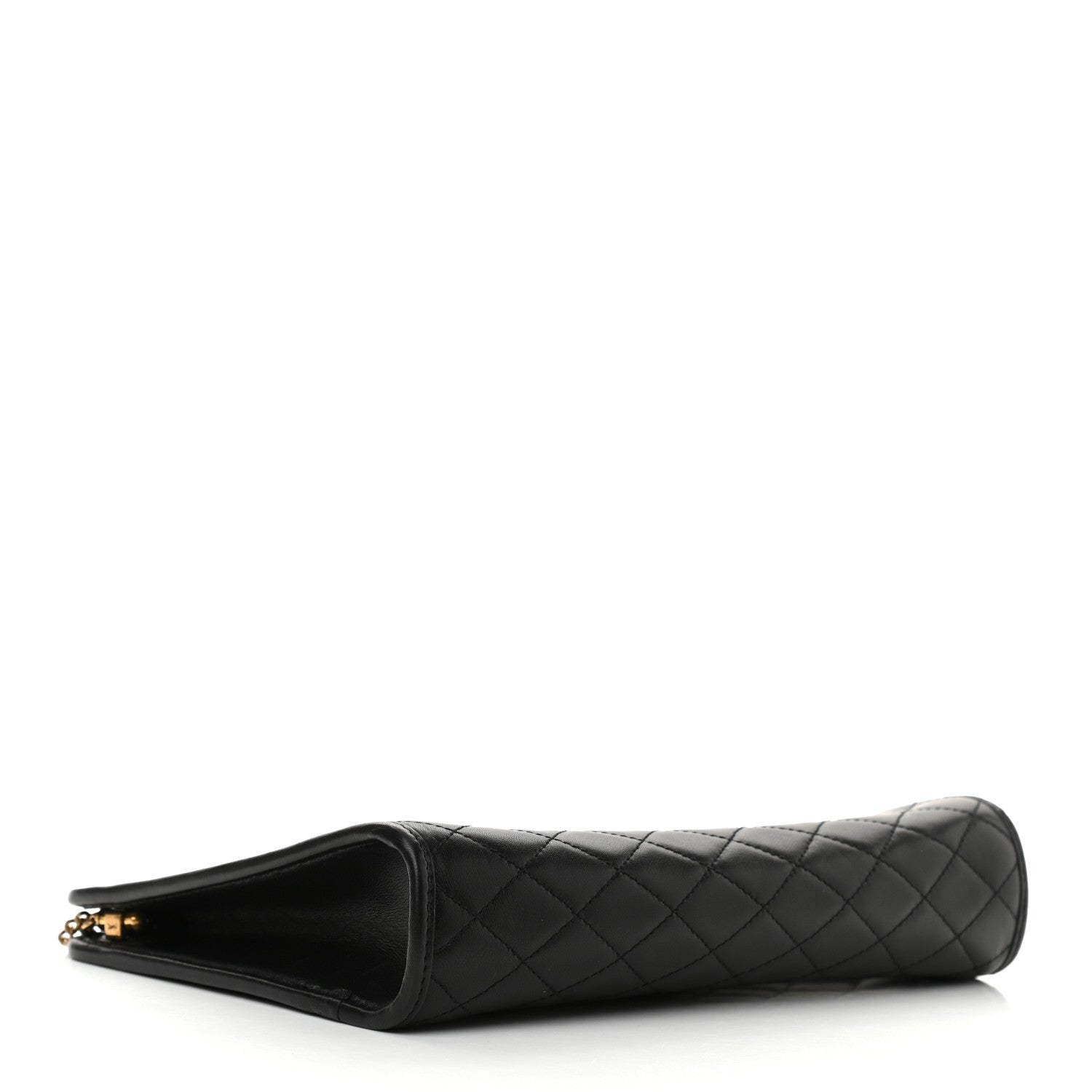 Saint Laurent Lambskin Quilted Monogram Baby Victoire Chain Clutch Bag Black 4 of 10