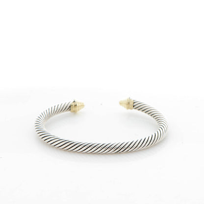 David Yurman Sterling Silver 14K Yellow Gold 5mm Cable Classics Bracelet 3 of 5