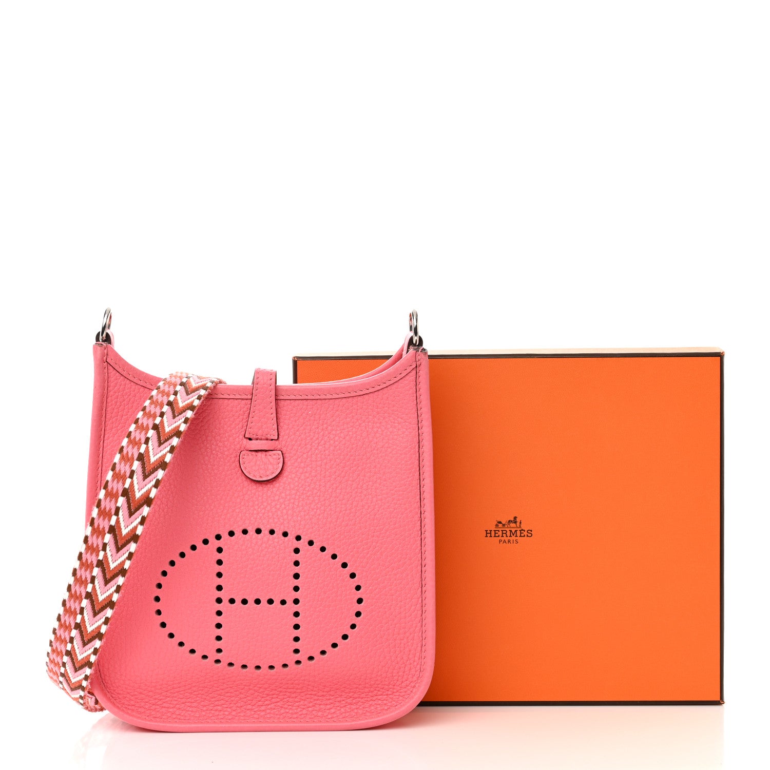 Hermes Taurillon Clemence Allegro Evelyne TPM Rose Azalee Rose Confetti 11 of 11