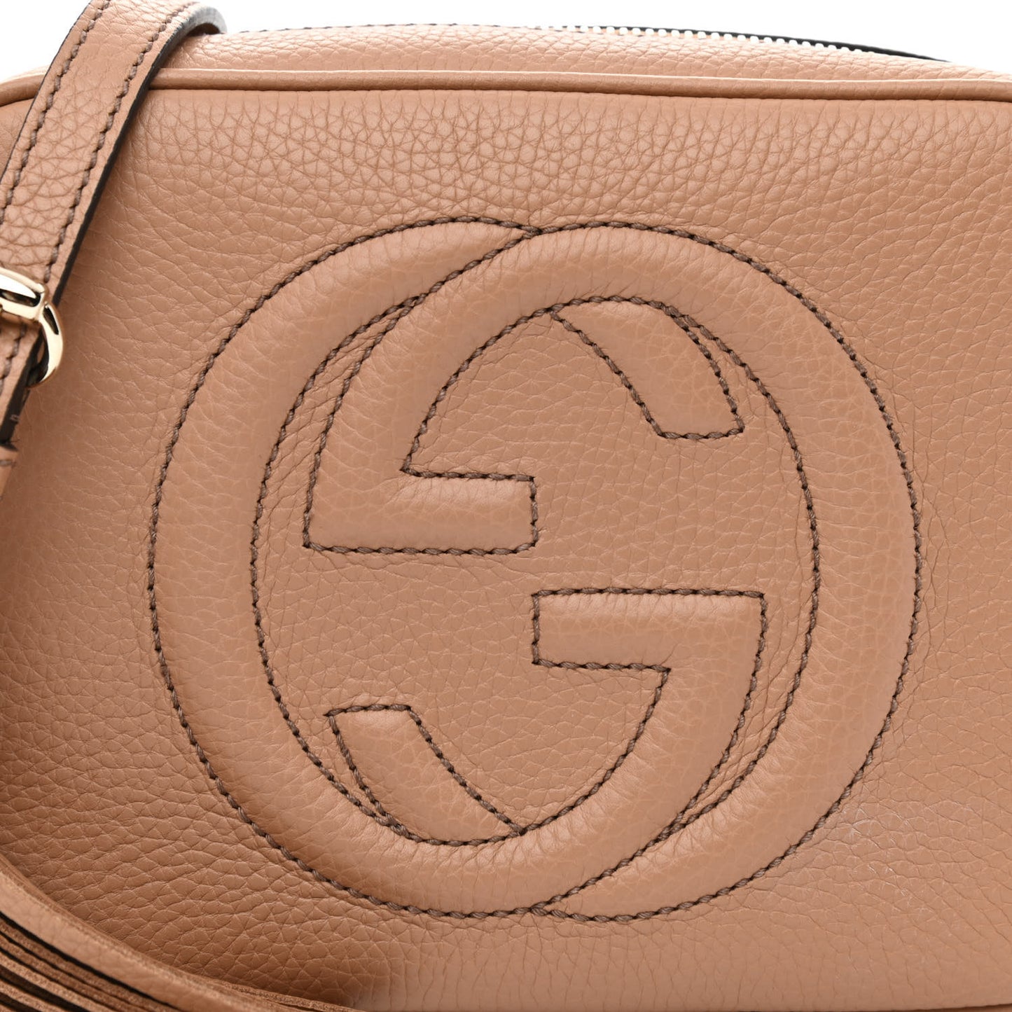 Pebbled Calfskin Small Soho Disco Bag Camelia