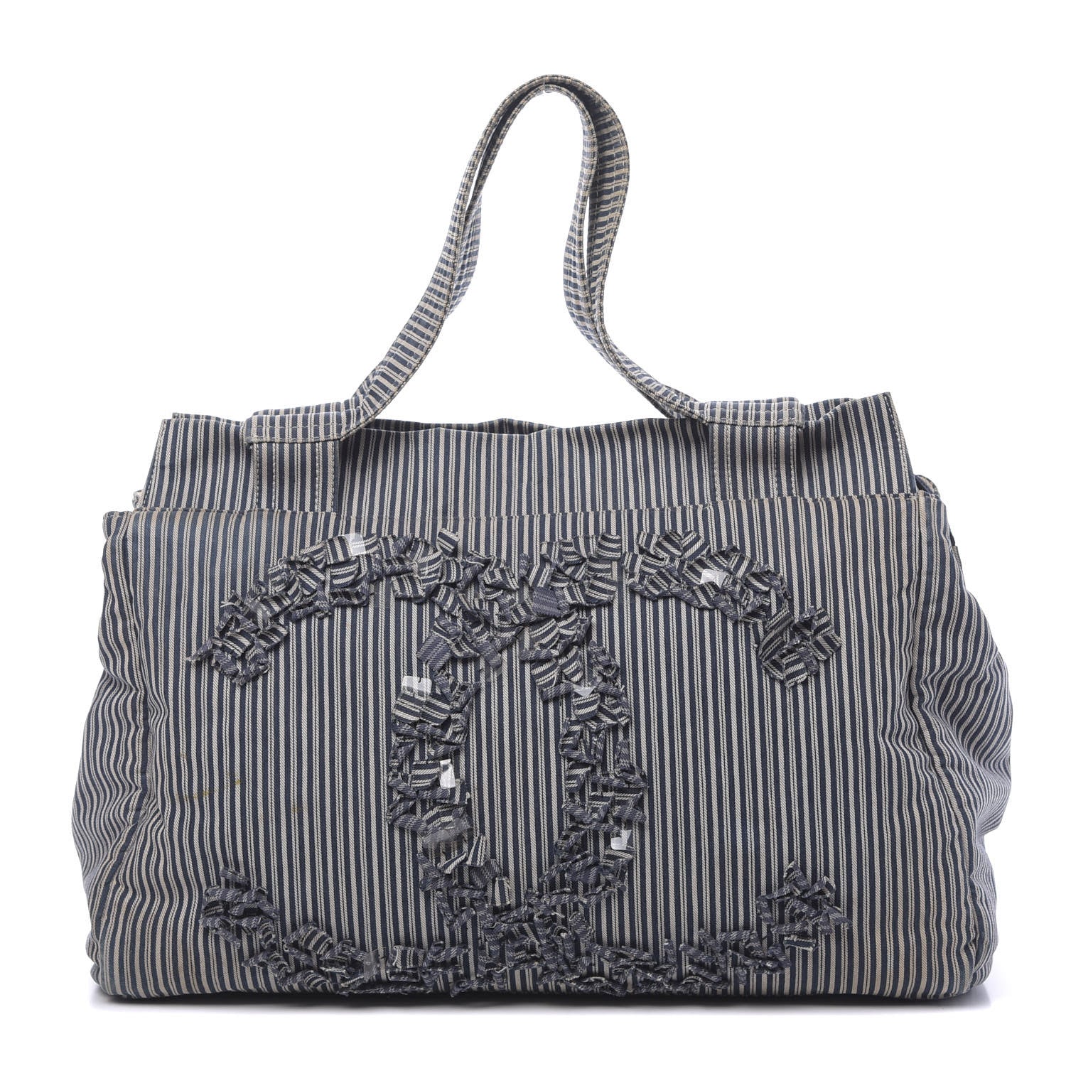 Chanel Canvas Sequin Stripe CC Tote Blue 1 of 14
