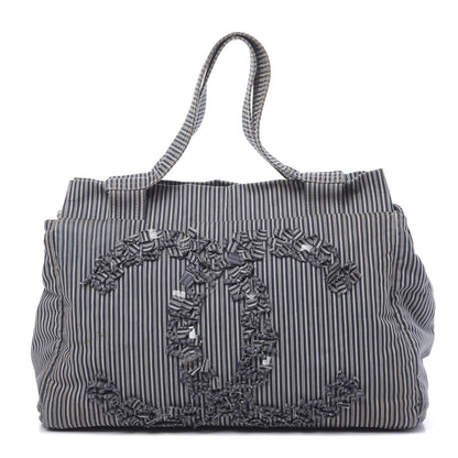 Chanel Canvas Sequin Stripe CC Tote Blue 1 of 14