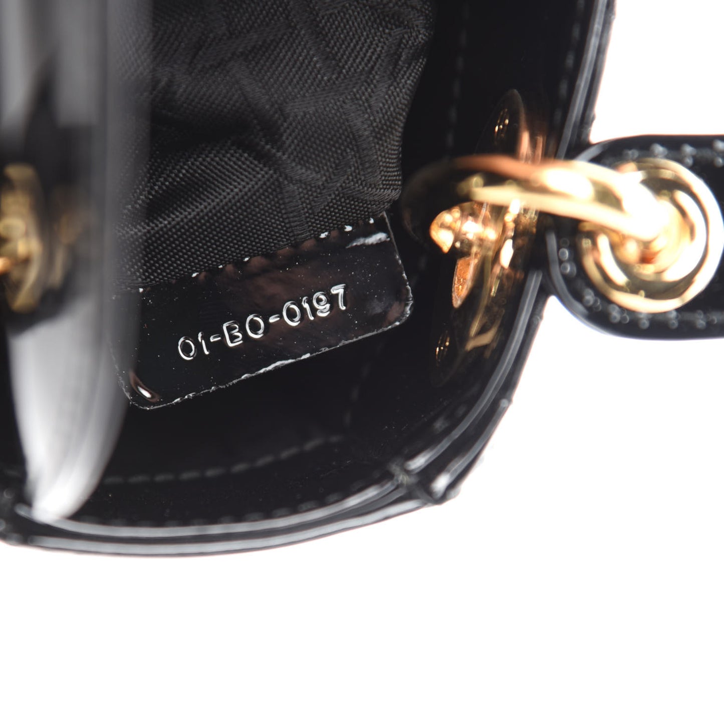 Patent Cannage Mini Lady Dior Black