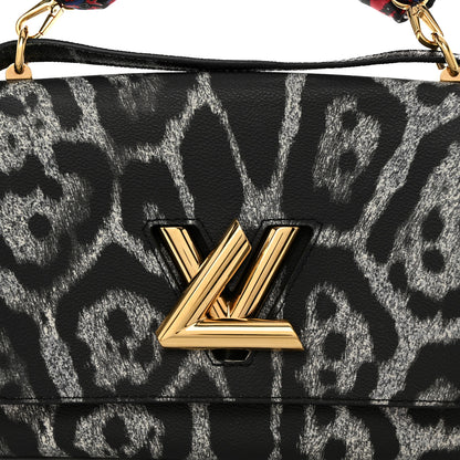 Louis Vuitton Calfskin Wild Animal Print Scarf Handle Twist Shoulder Bag MM 8 of 11