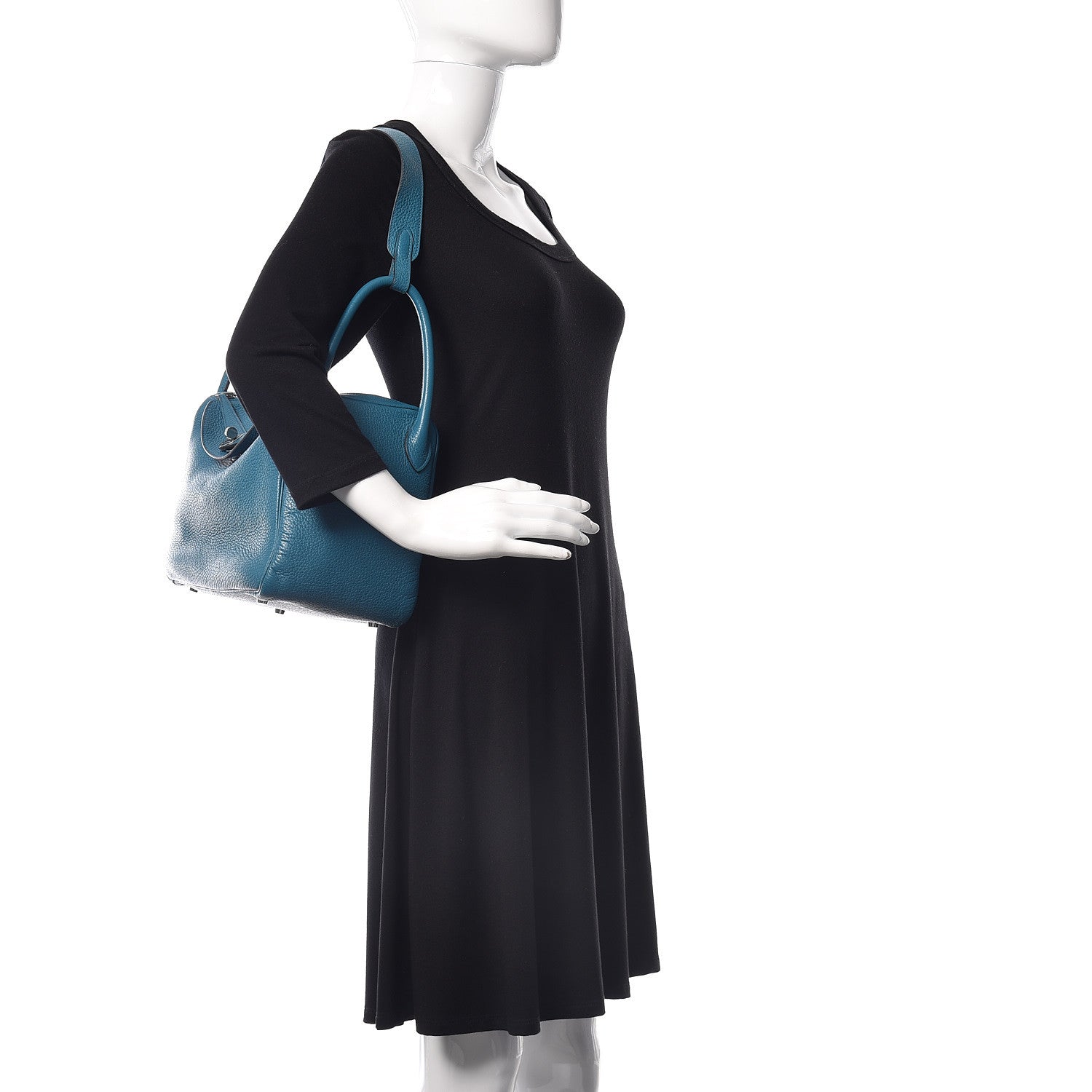 Hermes Taurillon Clemence Lindy 30 Bleu Izmir 2 of 12