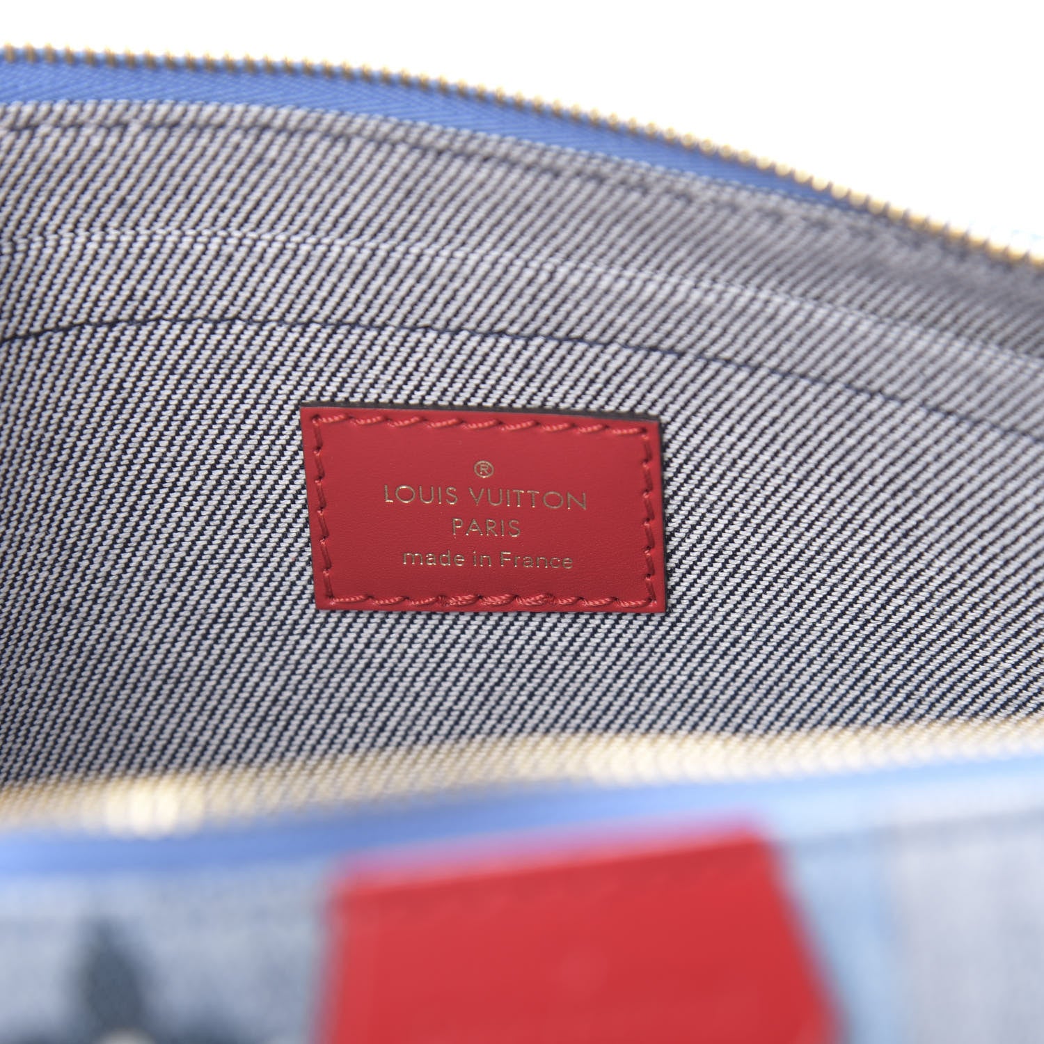 Louis Vuitton Denim Damier Monogram Patchwork Multi Pochette Accessories Blue Rouge 8 of 13