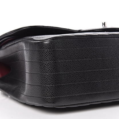 Chanel Caviar Chevron Quilted Jumbo Double Flap Black 9 of 10