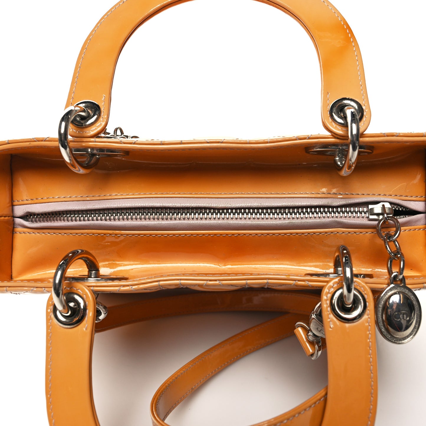 Patent Cannage Medium Lady Dior Beige