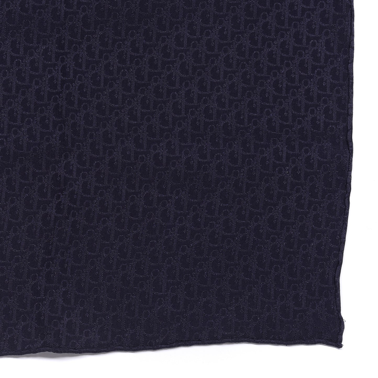 Silk Monogram Shawl Navy