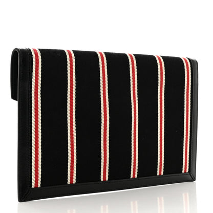 Saint Laurent Canvas Striped Uptown Pouch Red Black 3 of 7