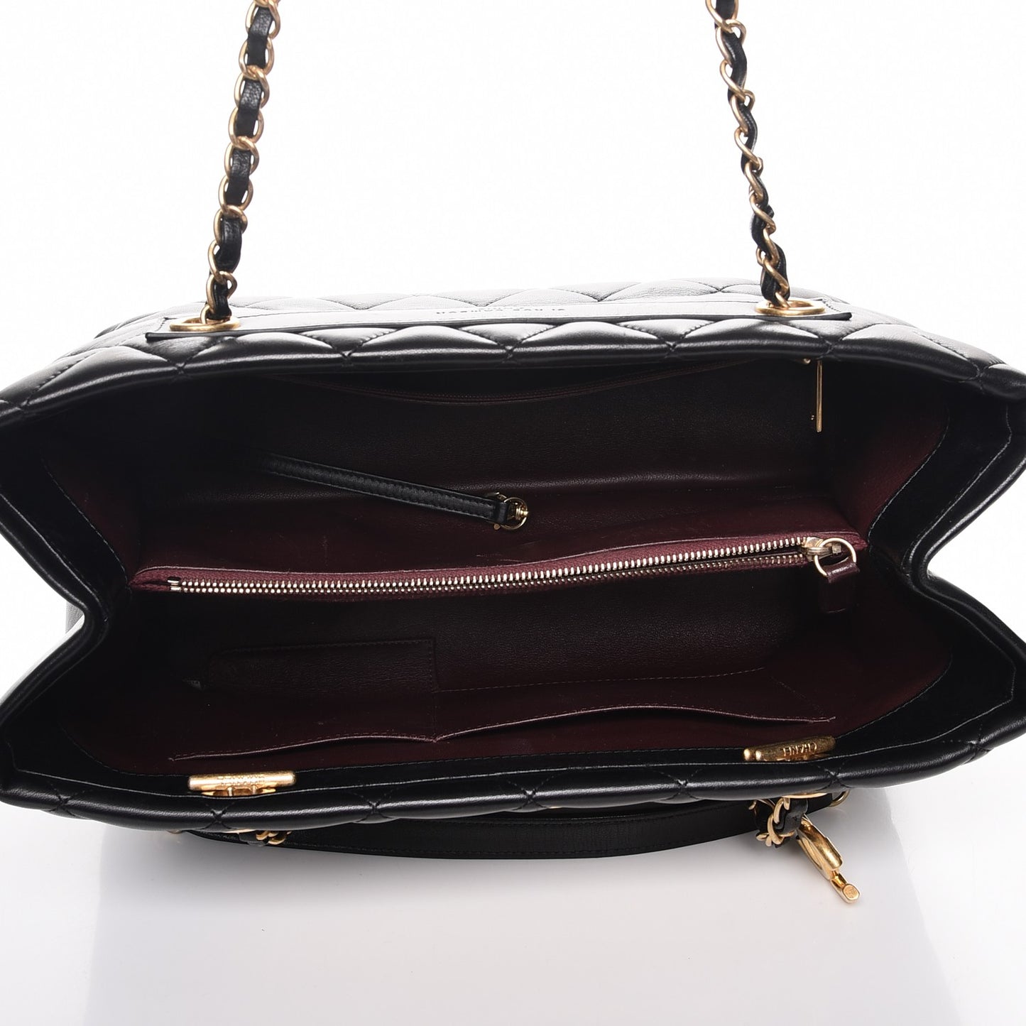 Lambskin Quilted Trendy CC Tote Black