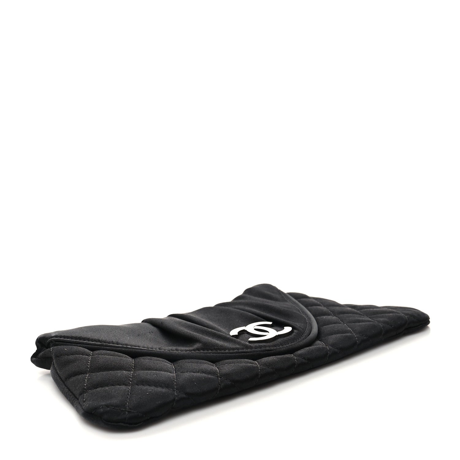 Chanel Satin Quilted Flap Clutch Black 4 of 10