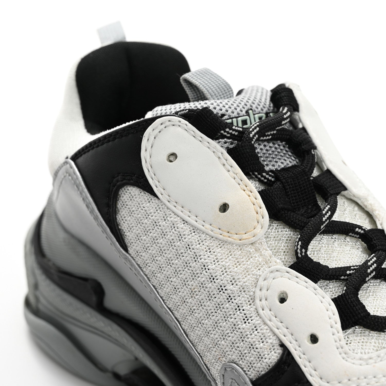 Balenciaga Metallic Fabric Mesh Mens Triple S Sneakers 10 Grey Dark Grey Black 10 of 19