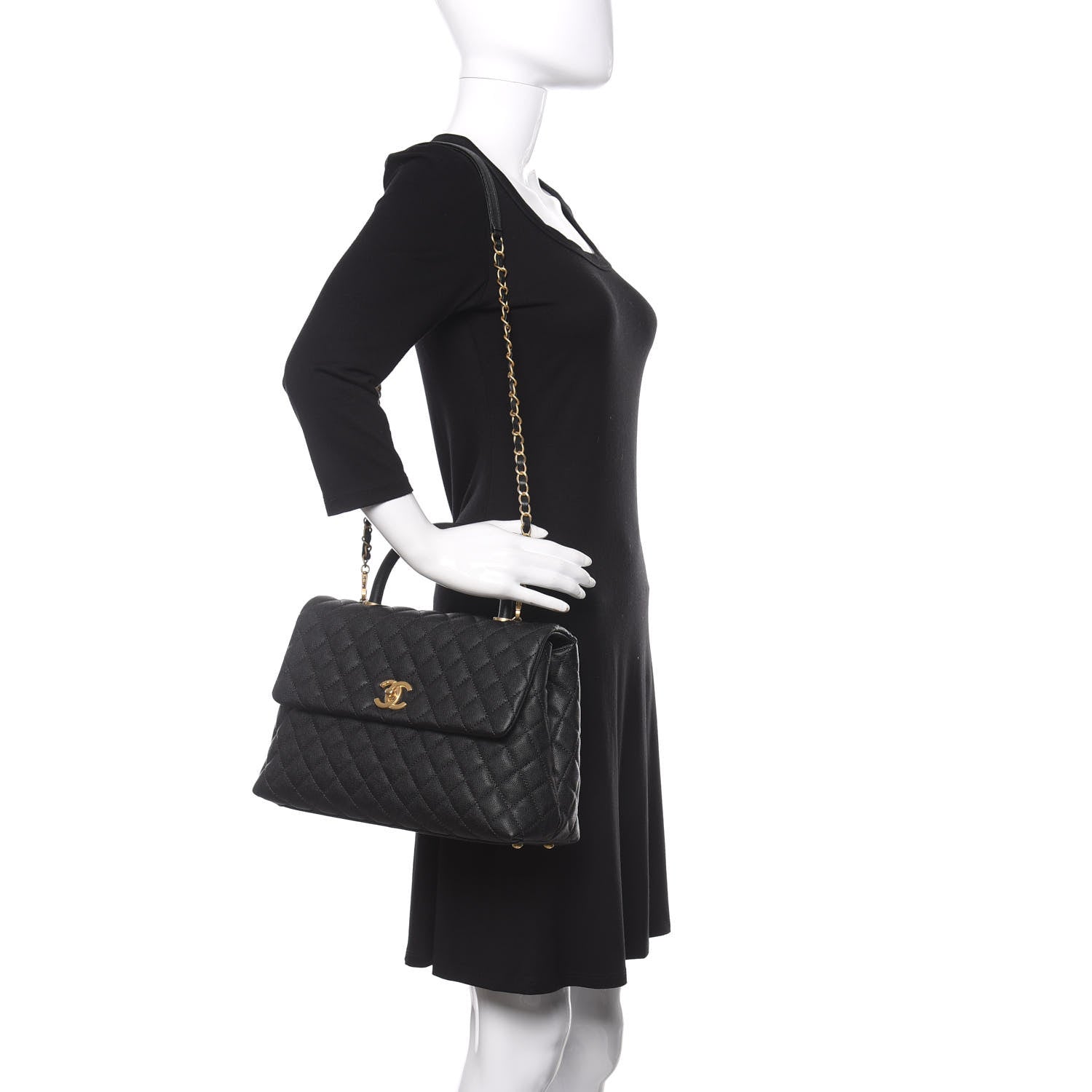 Chanel Caviar Quilted Medium Coco Handle Flap Black 2 of 11