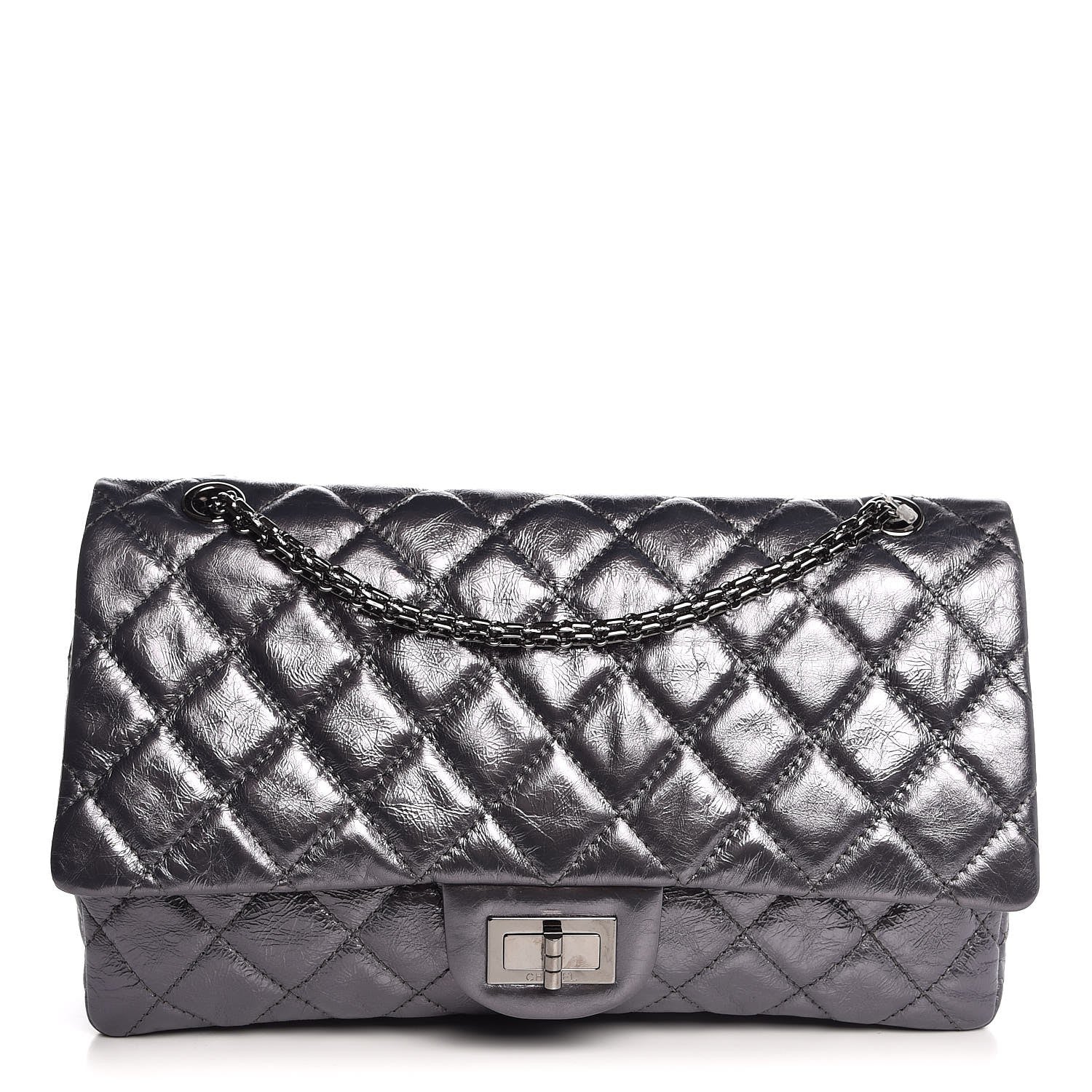 Chanel Metallic Aged Calfskin Quilted 2.55 Reissue 227 Flap Dark Silver 1 of 8