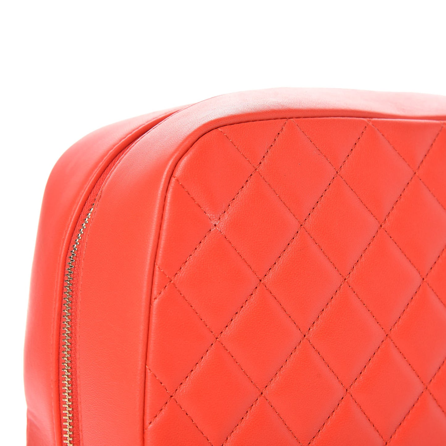 Lambskin Quilted Pouch Cosmetic Case Red