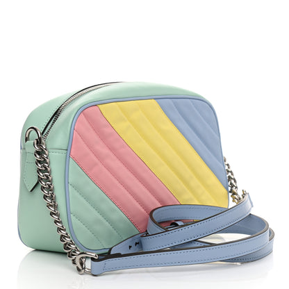 Gucci Calfskin Matelasse Diagonal Small GG Marmont Chain Shoulder Bag Multicolor Pastel 3 of 9