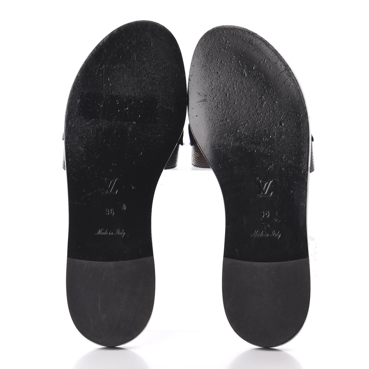 Louis Vuitton Patent Calfskin Monogram LV Black Heart Flat Mules 36 Cacao 6 of 10