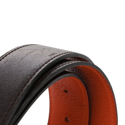 Hermes Box Togo 32mm Strie H Belt 85 34 Chocolate Orange 8 of 10
