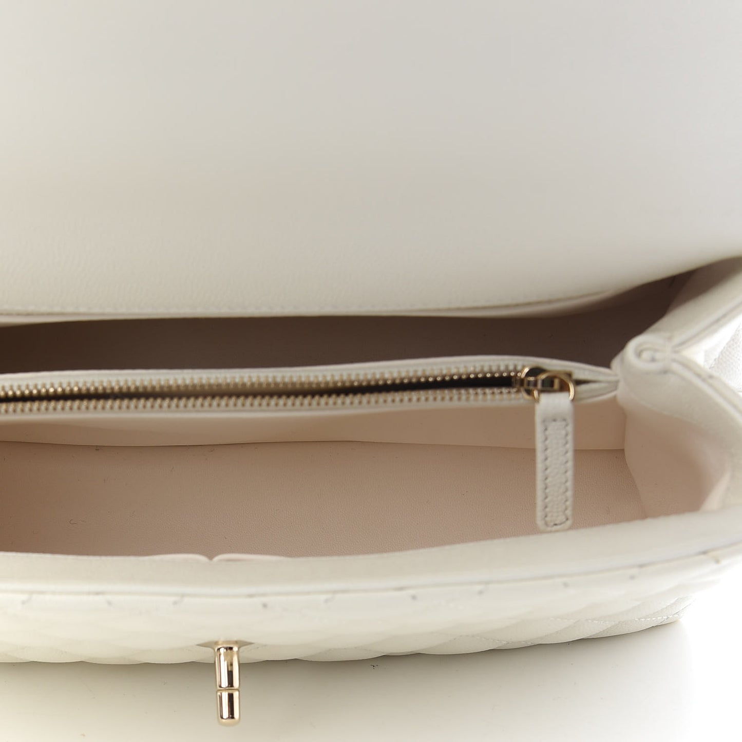 Caviar Quilted Small Coco Handle Flap White