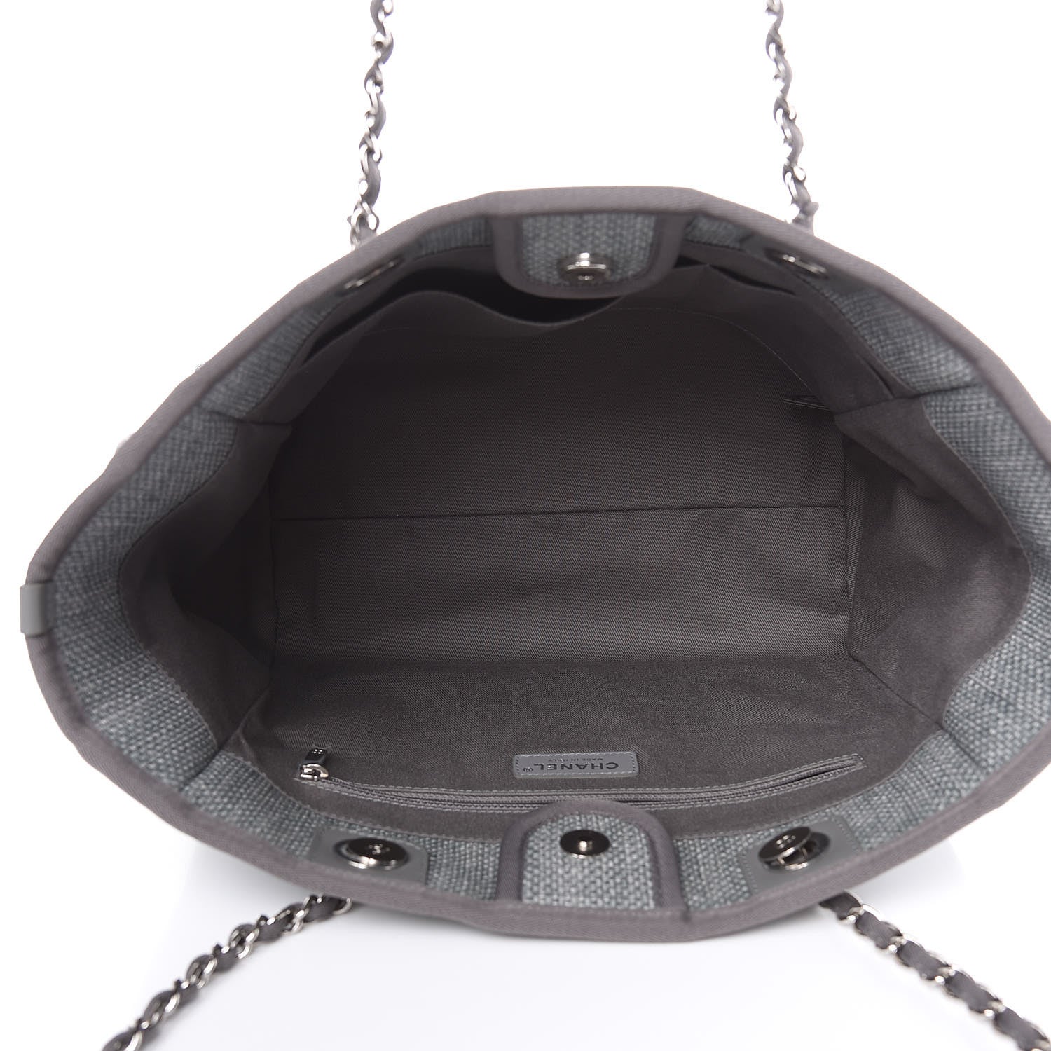 Chanel Woven Straw Raffia Small Deauville Tote Grey 5 of 9