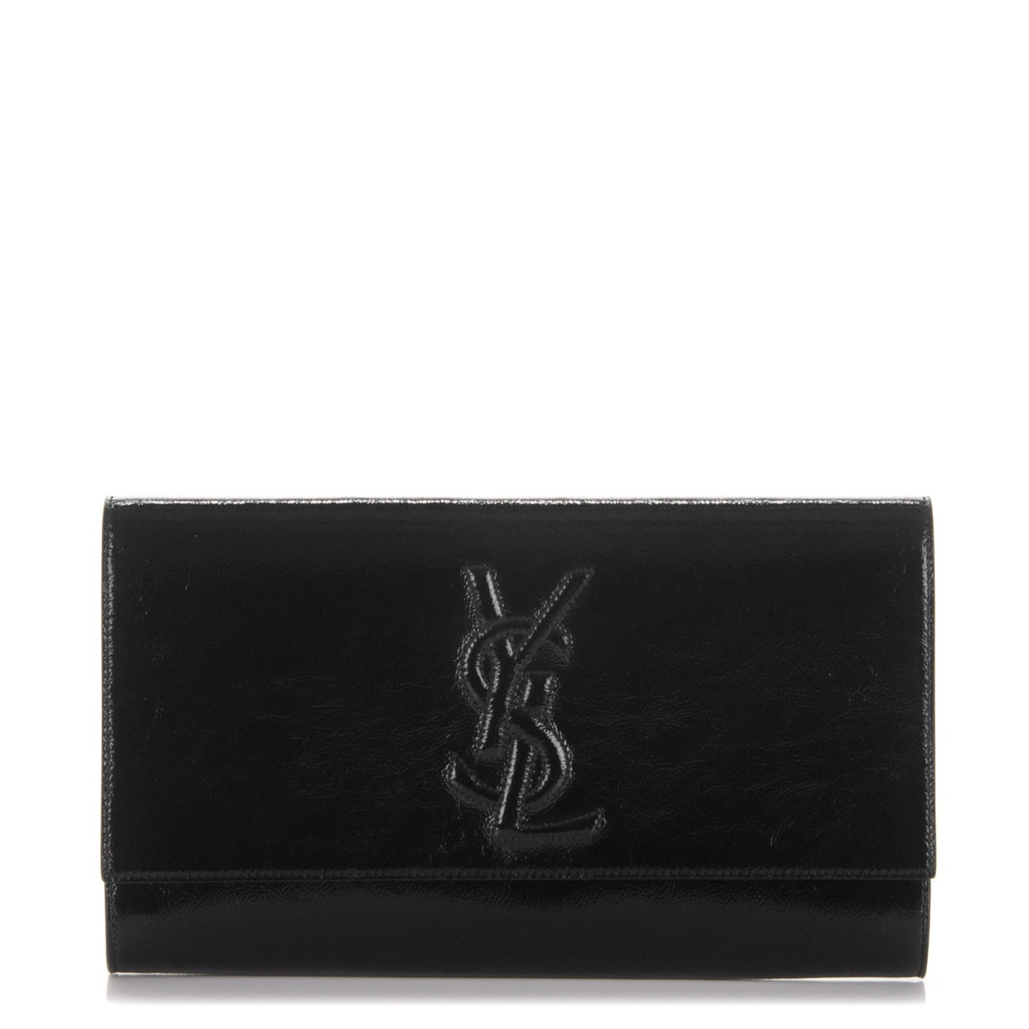 Textured Patent Monogram Large Belle De Jour Clutch Black